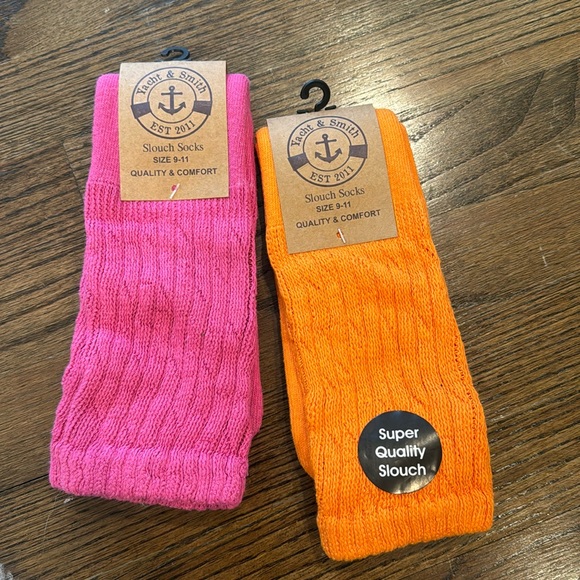 2 YACHT & SMITH WOMEN'S pink and orange SLOUCH SOCKS SIZE 9-11 - Picture 1 of 5